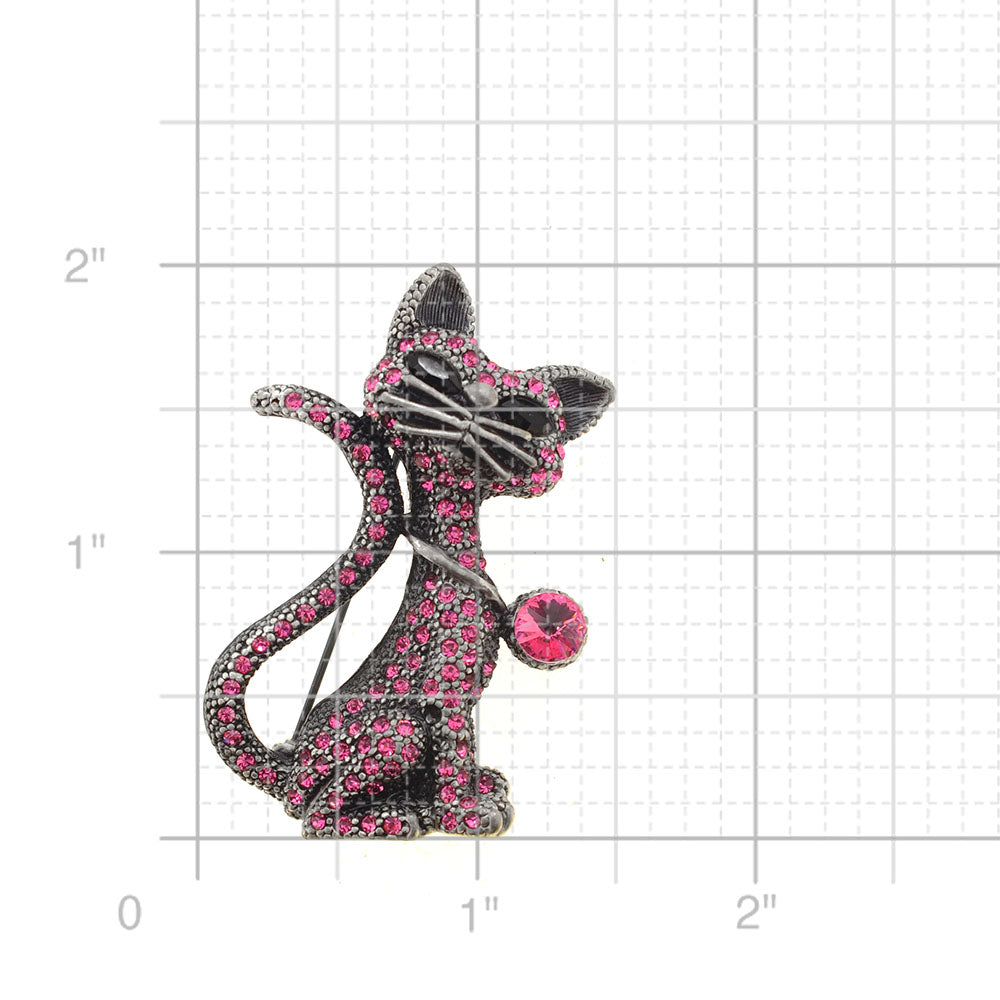 Vintage Fuchsia Cat Pin Brooch