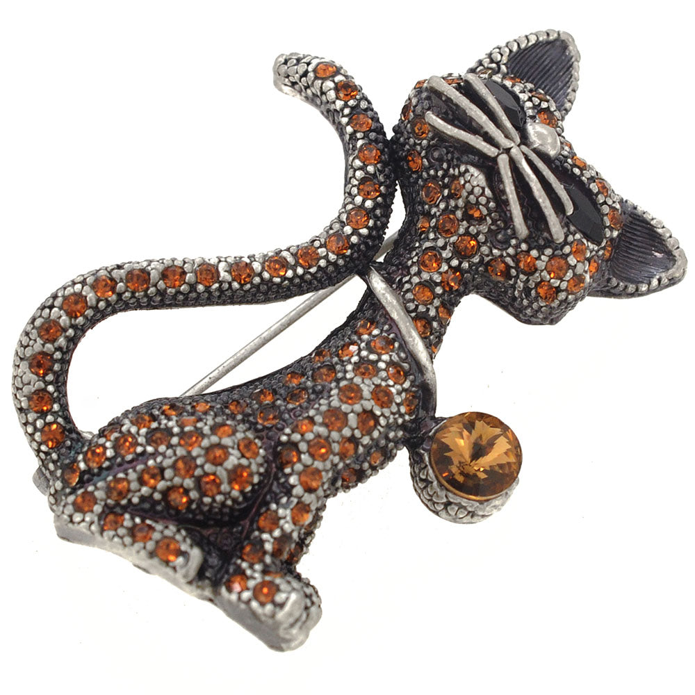 Vintage Topaz Cat Pin Brooch