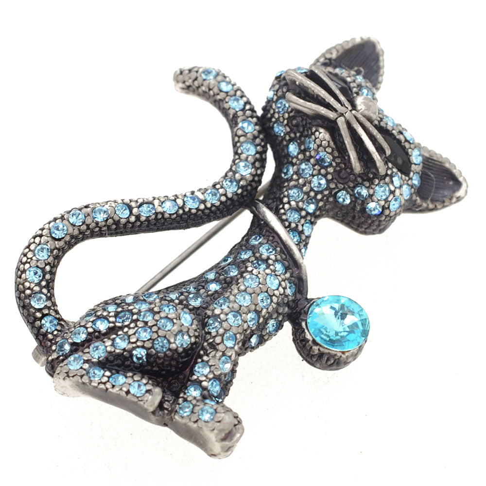 Vintage Blue Cat Pin Brooch