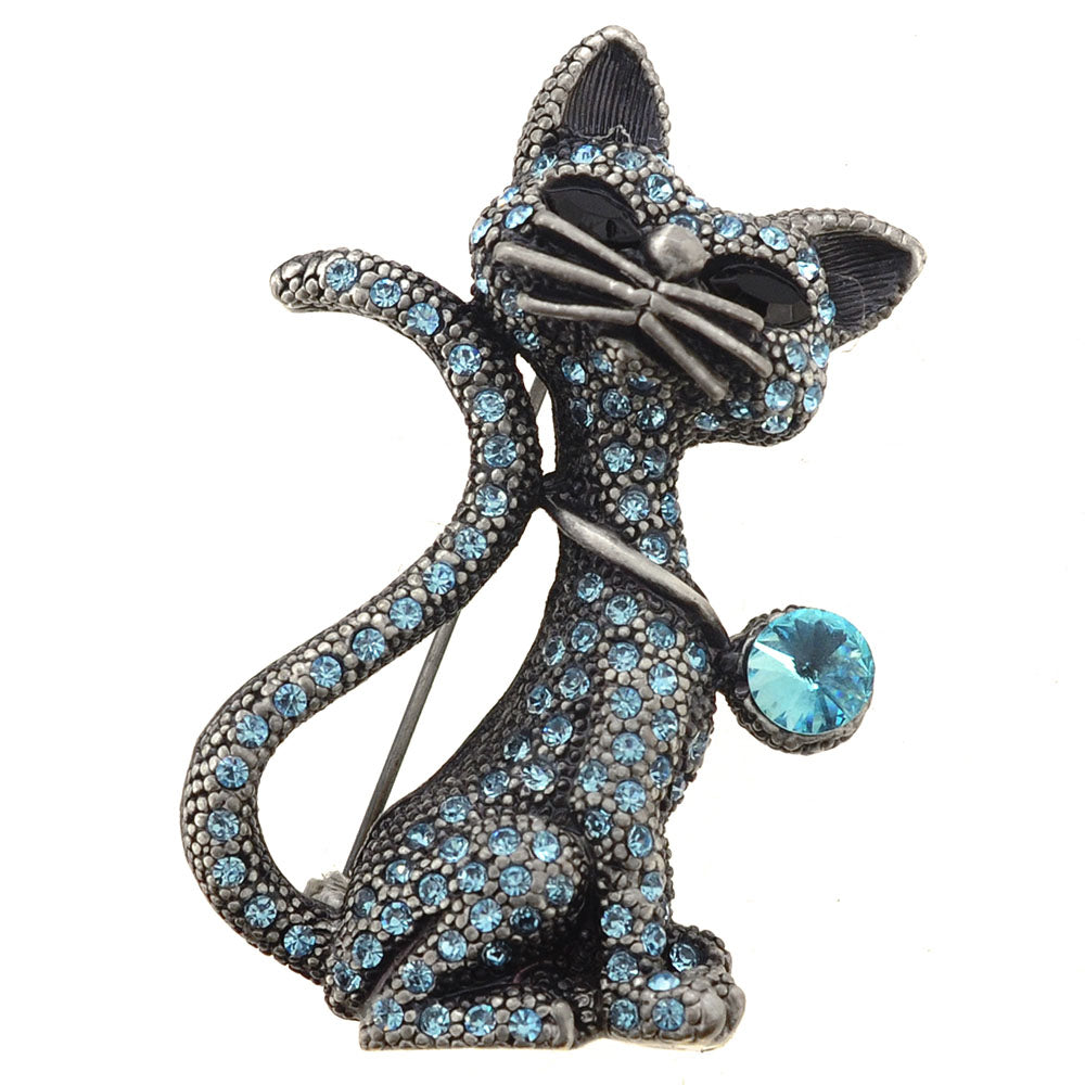 Vintage Blue Cat Pin Brooch