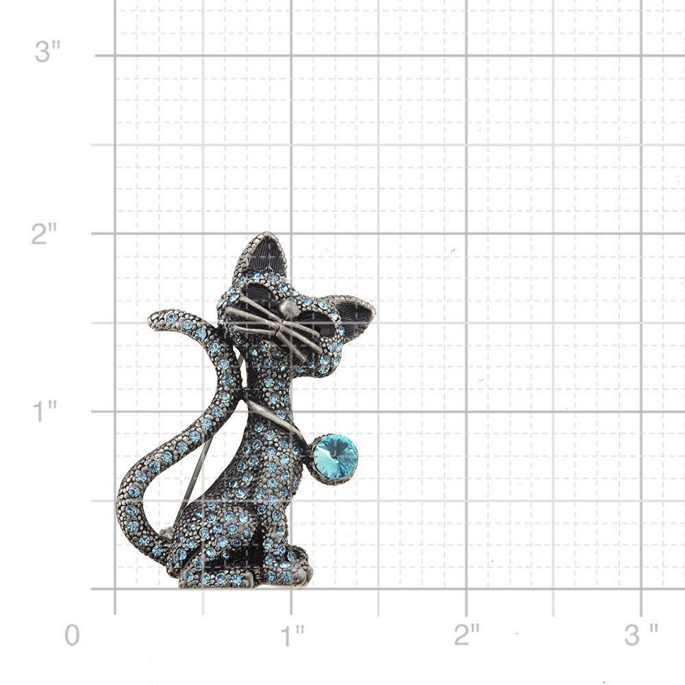 Vintage Blue Cat Pin Brooch
