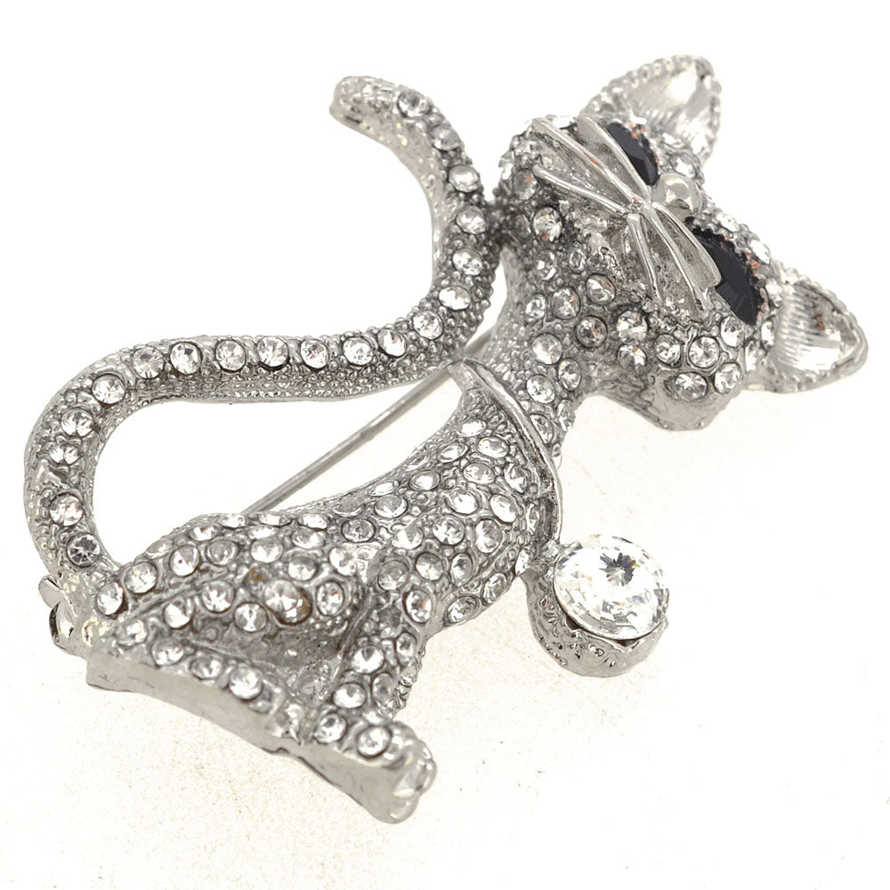 Vintage Silver Cat Pin Brooch