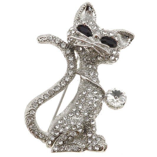 Vintage Silver Cat Pin Brooch