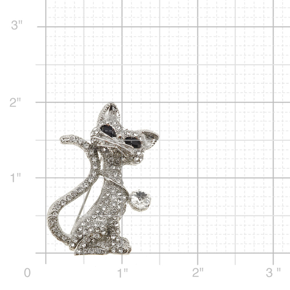 Vintage Silver Cat Pin Brooch