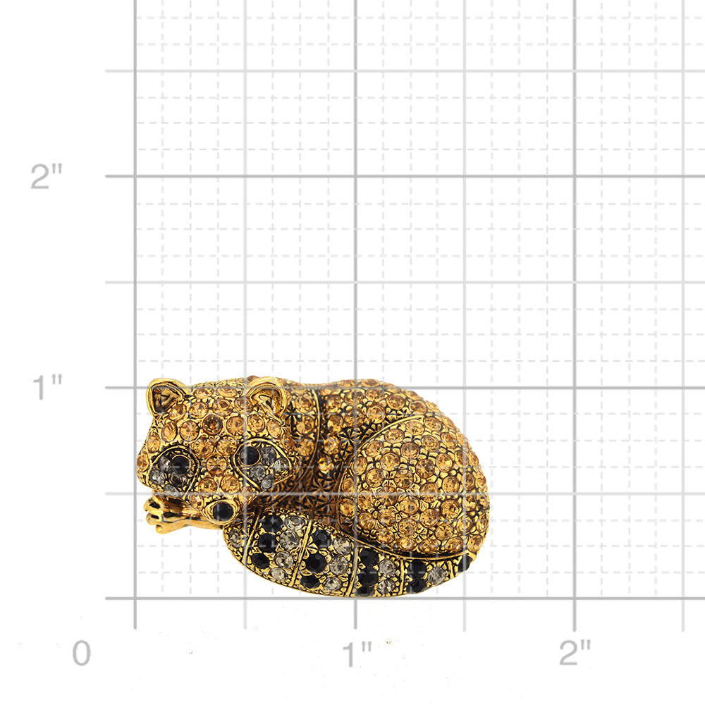 Golden Topaz Raccoon Animal Pin Brooch