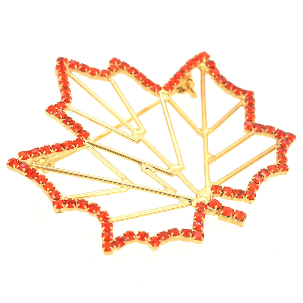 Orange Maple Fall Leaf Pin Brooch