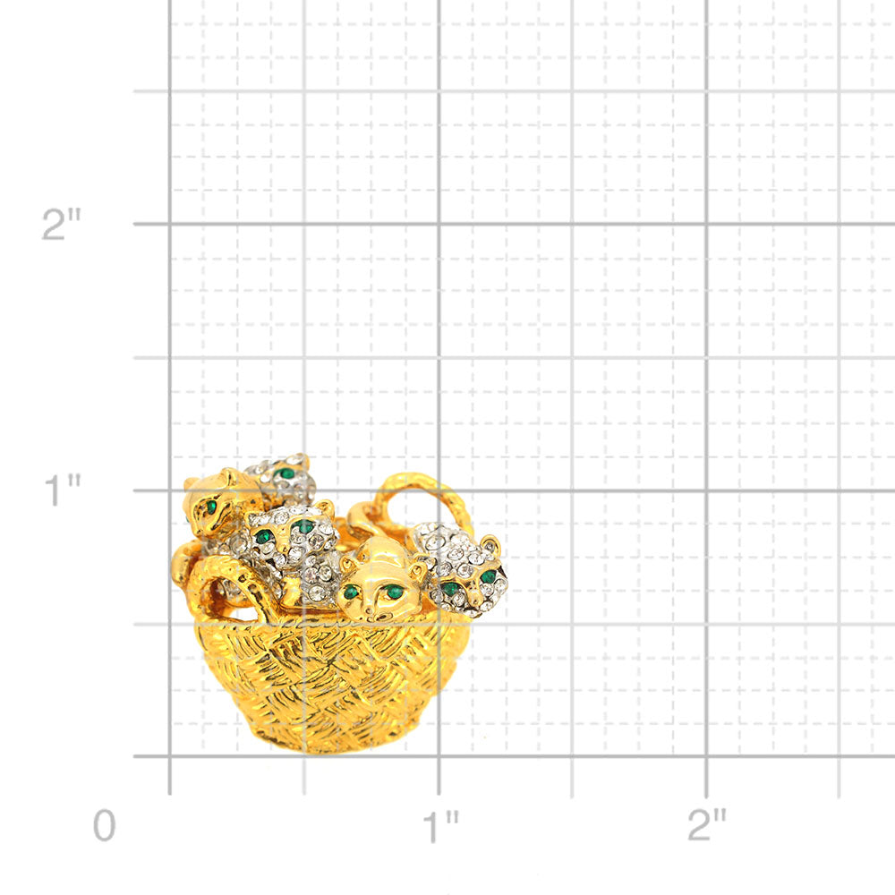 Kitties In A Basket Pin Brooch