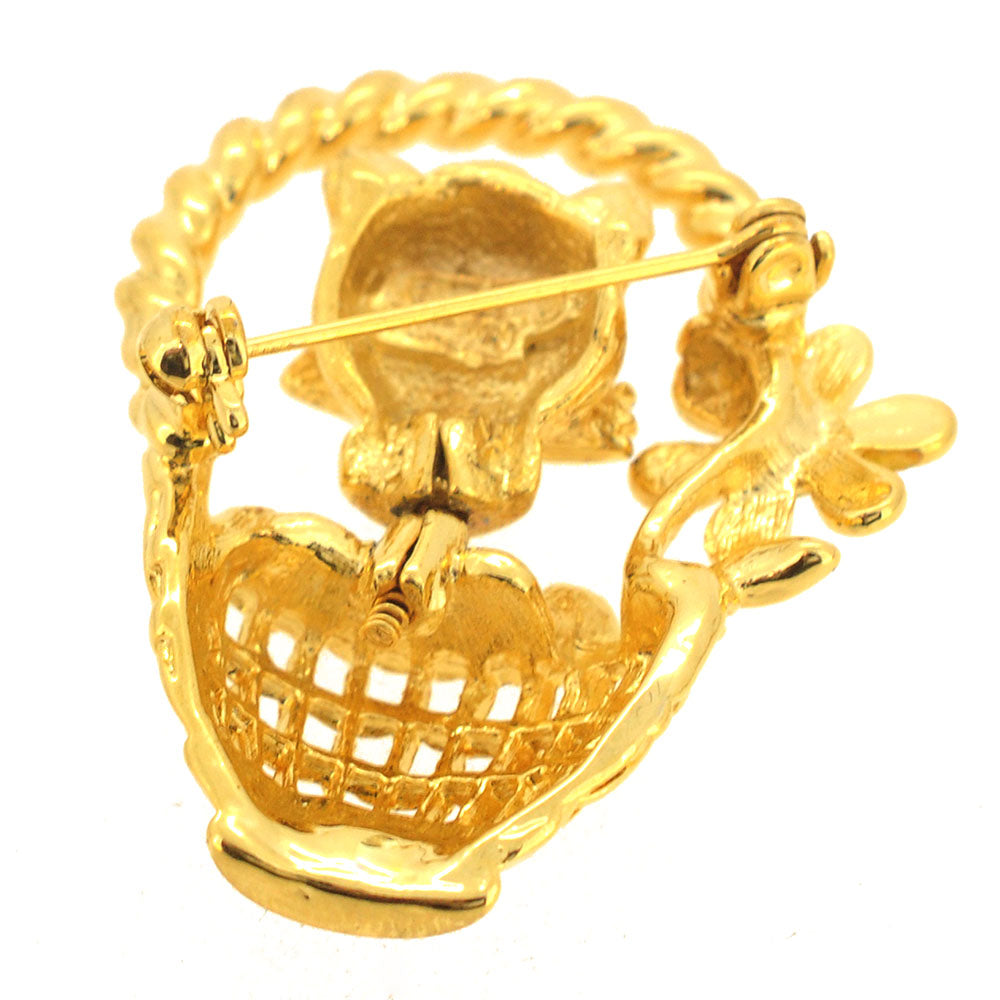 Kitty In A Basket Pin Brooch