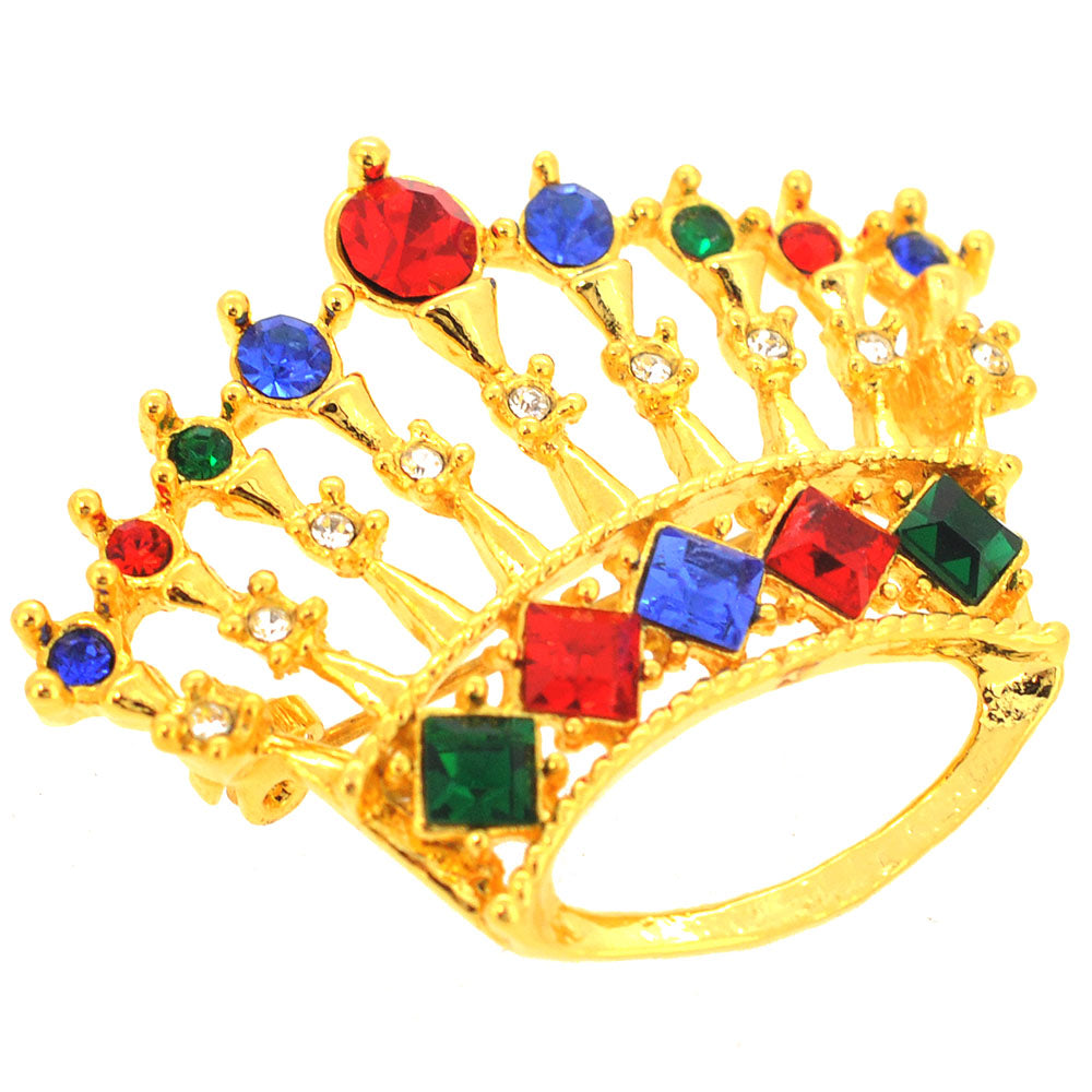 Golden Crystal Crown Pin Brooch