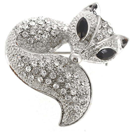 Silver Fox Pin Brooch