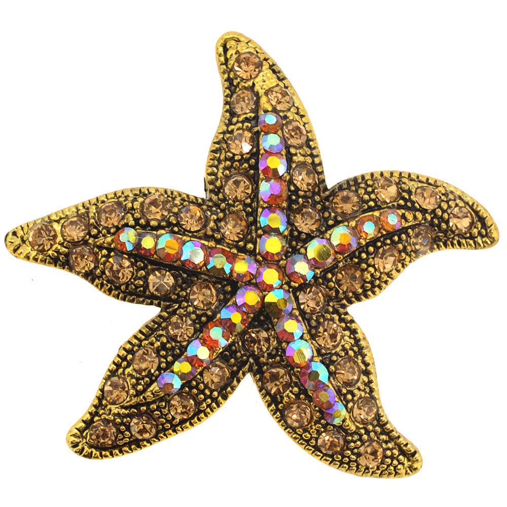 Vintage Golden Brown Starfish Pin Brooch