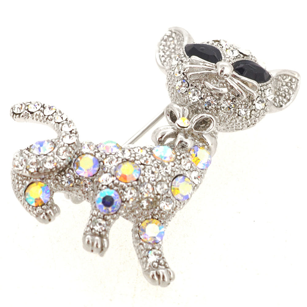 Silver Kitty Pin Brooch