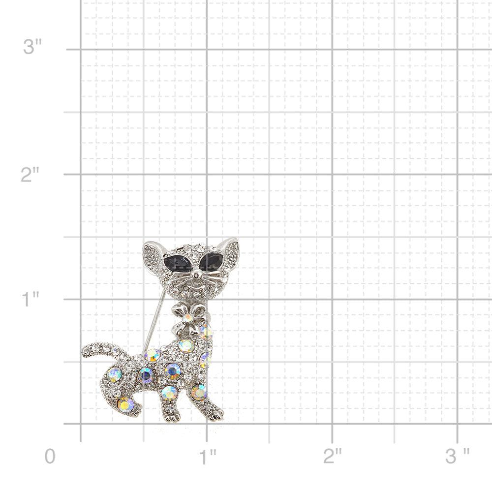 Silver Kitty Pin Brooch
