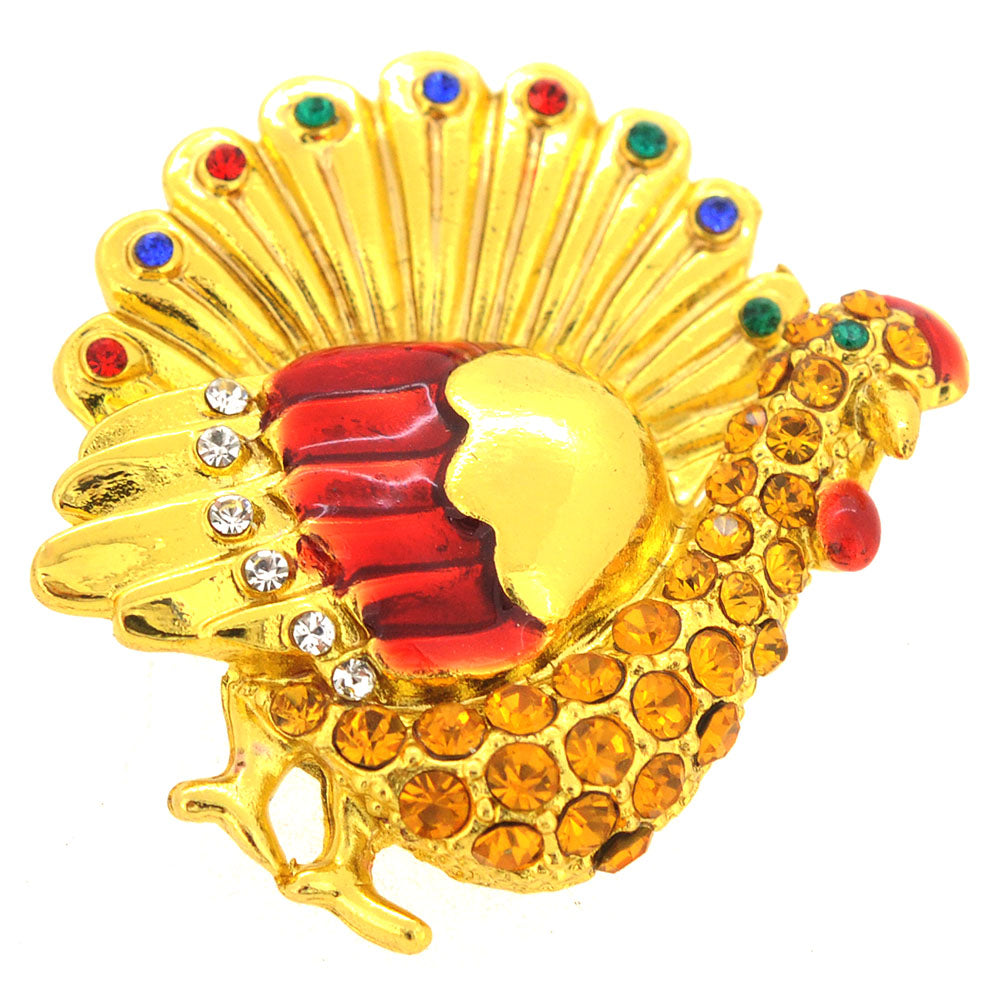 Golden Turkey Pin Brooch