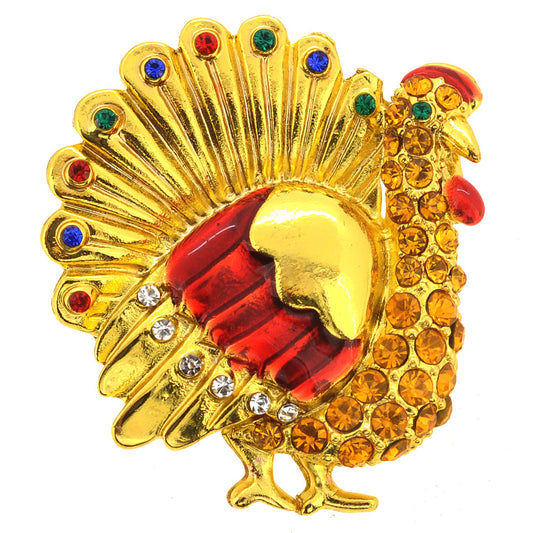 Golden Turkey Pin Brooch