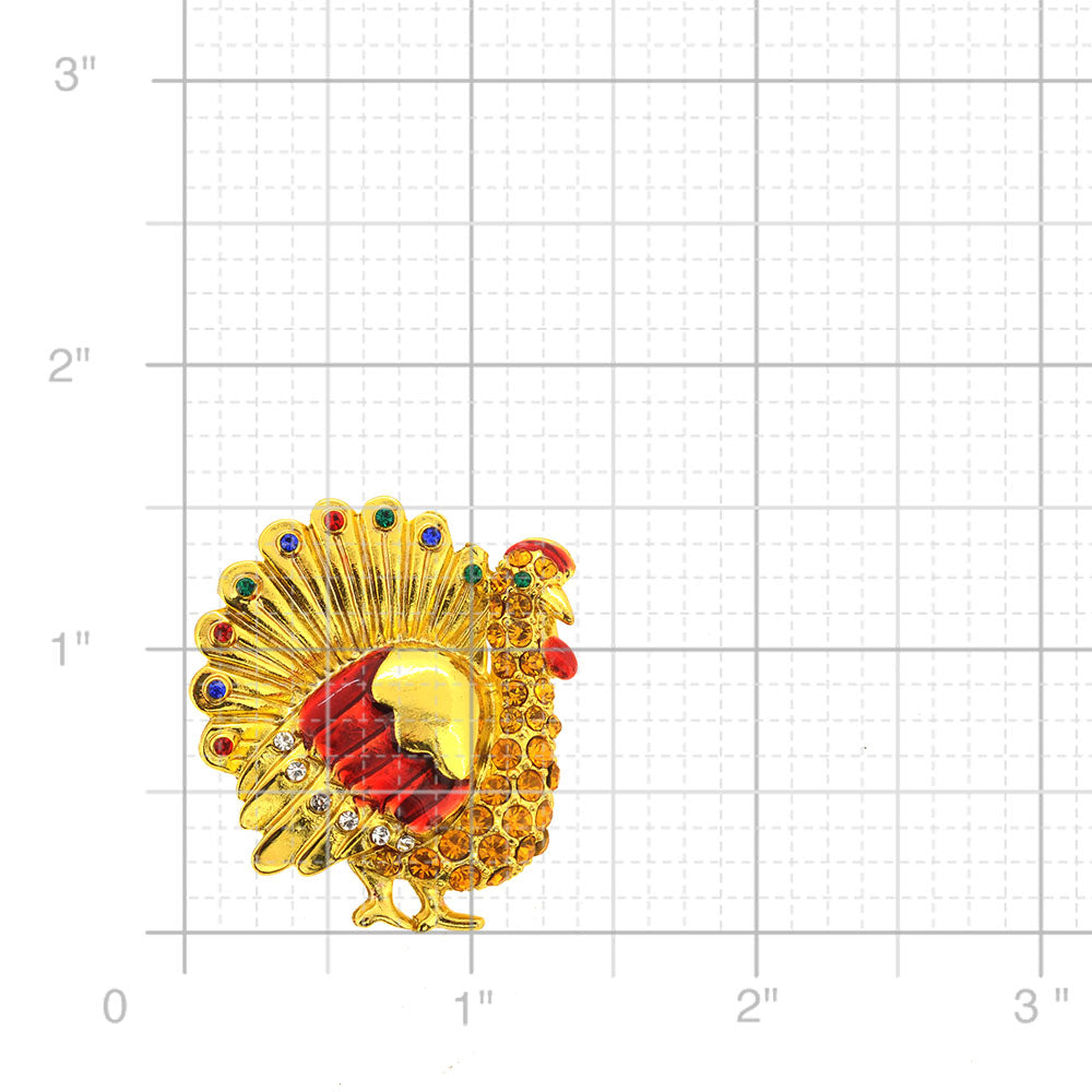 Golden Turkey Pin Brooch