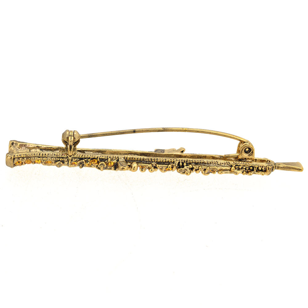 Golden Topaz Music Obo Instrument Pin Brooch