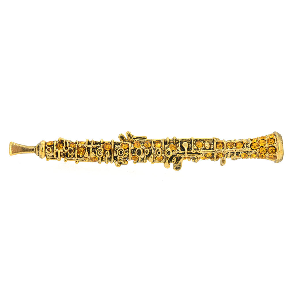 Golden Topaz Music Obo Instrument Pin Brooch