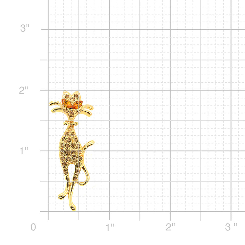 Golden Topaz Cat Brooch Pin