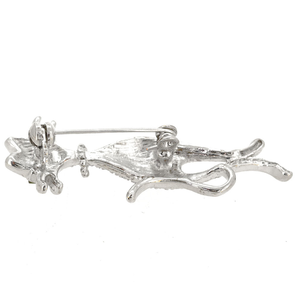 Silver Cat Brooch Pin