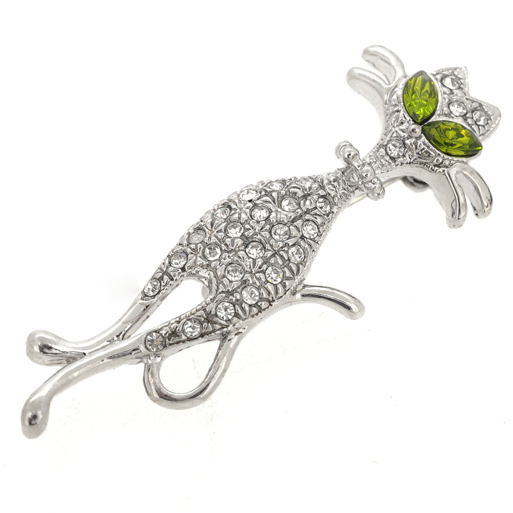 Silver Cat Brooch Pin