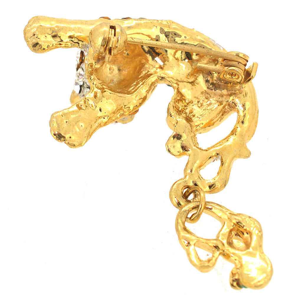 Golden Kitty And Mice Brooch Pin