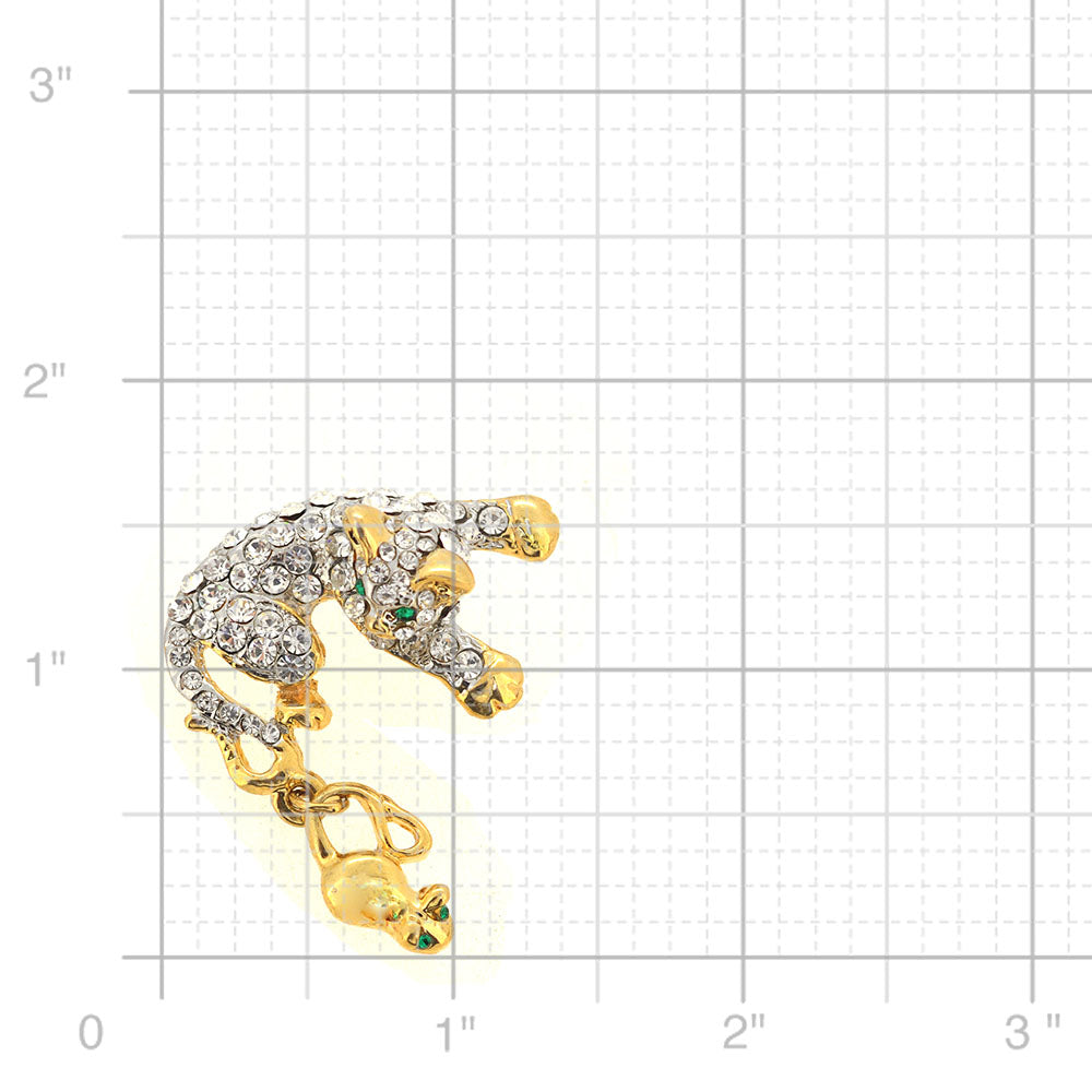 Golden Kitty And Mice Brooch Pin