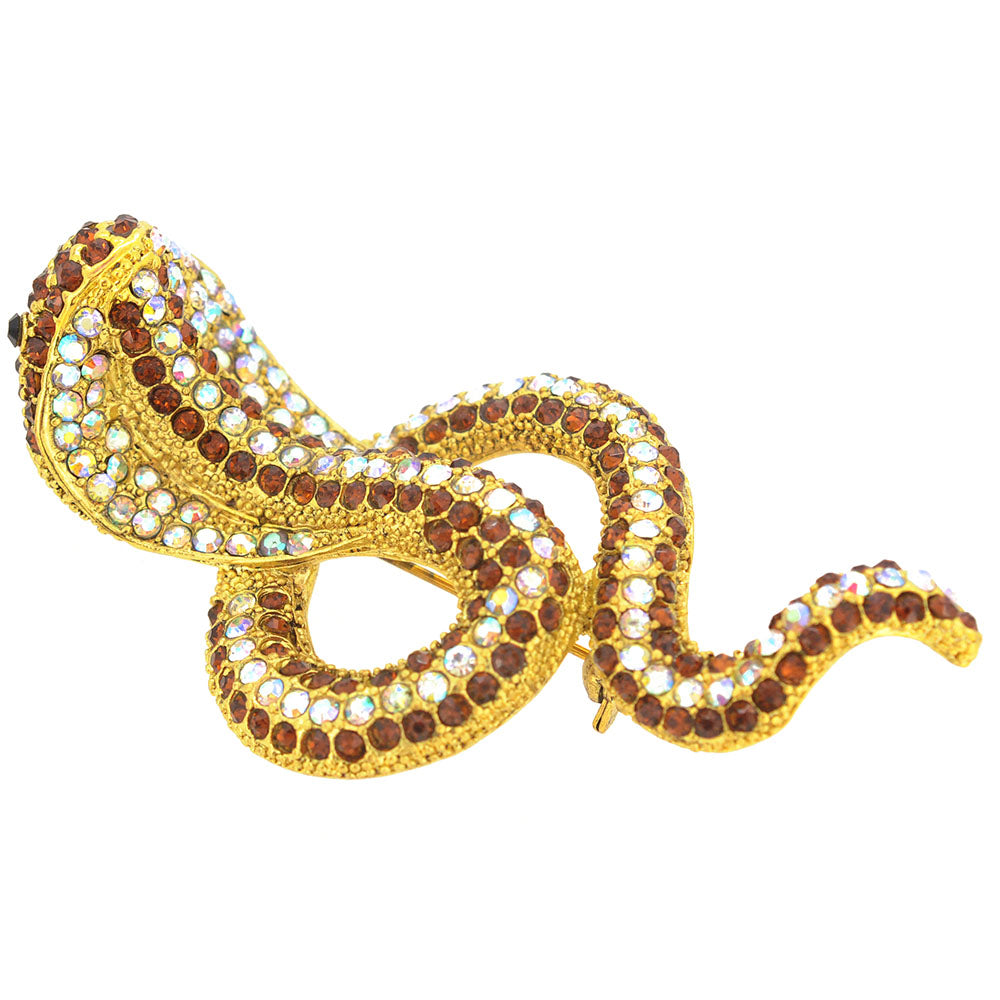 Golden Cobra/Naja Snake Brooch Pin