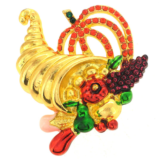Golden Cornucopia Brooch Pin
