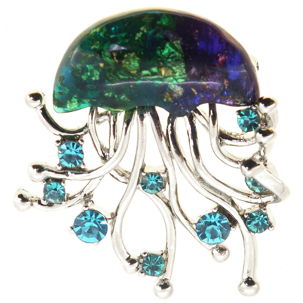 Blue Jellyfish Brooch Pin