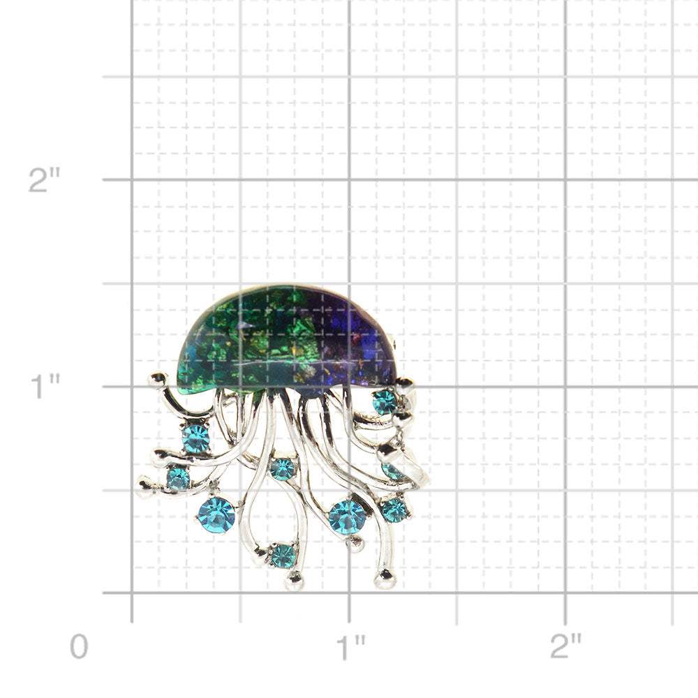 Blue Jellyfish Brooch Pin