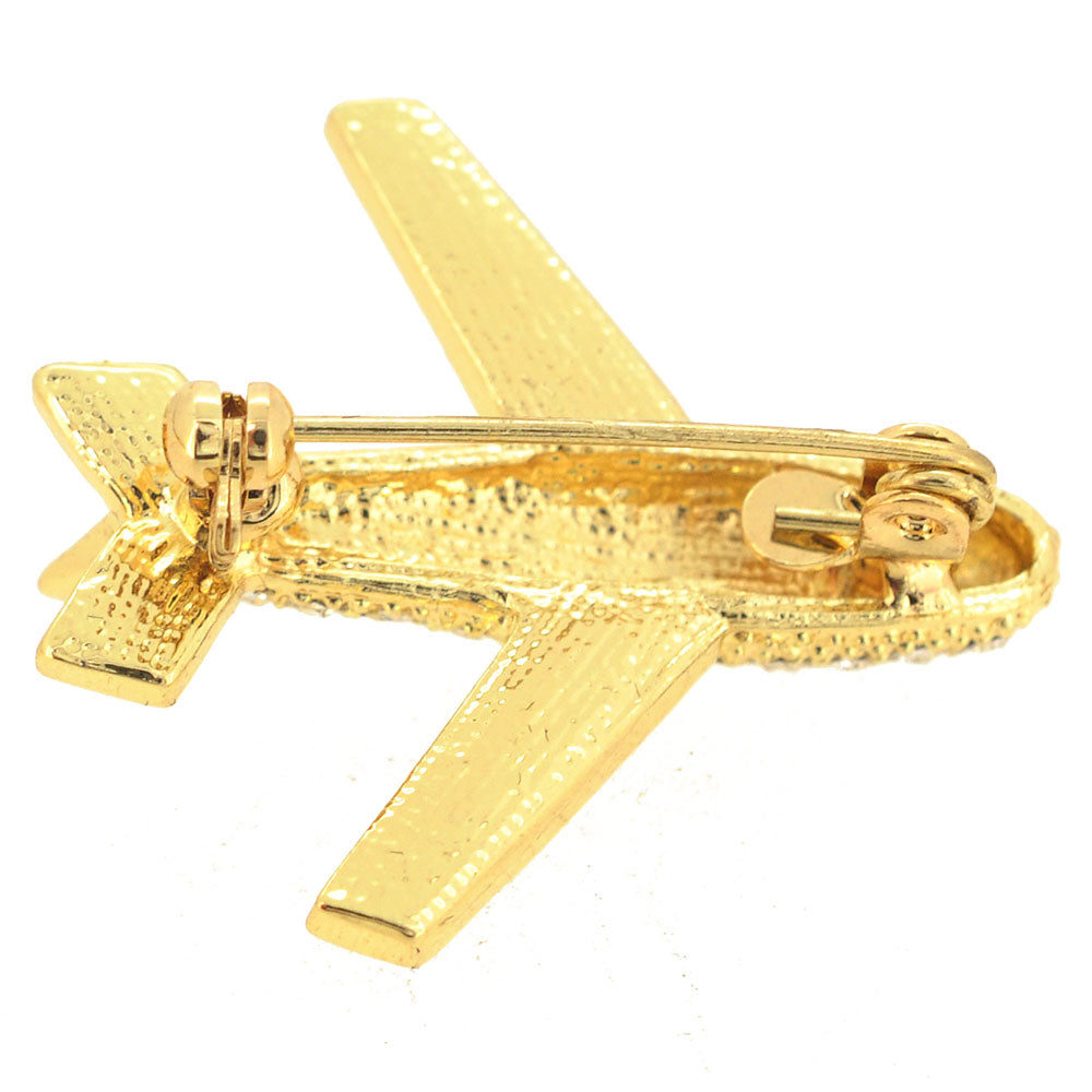 Golden Airplane Brooch