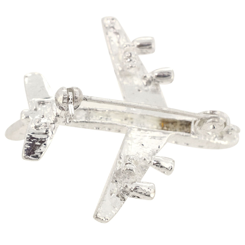 Silver Airplane Brooch