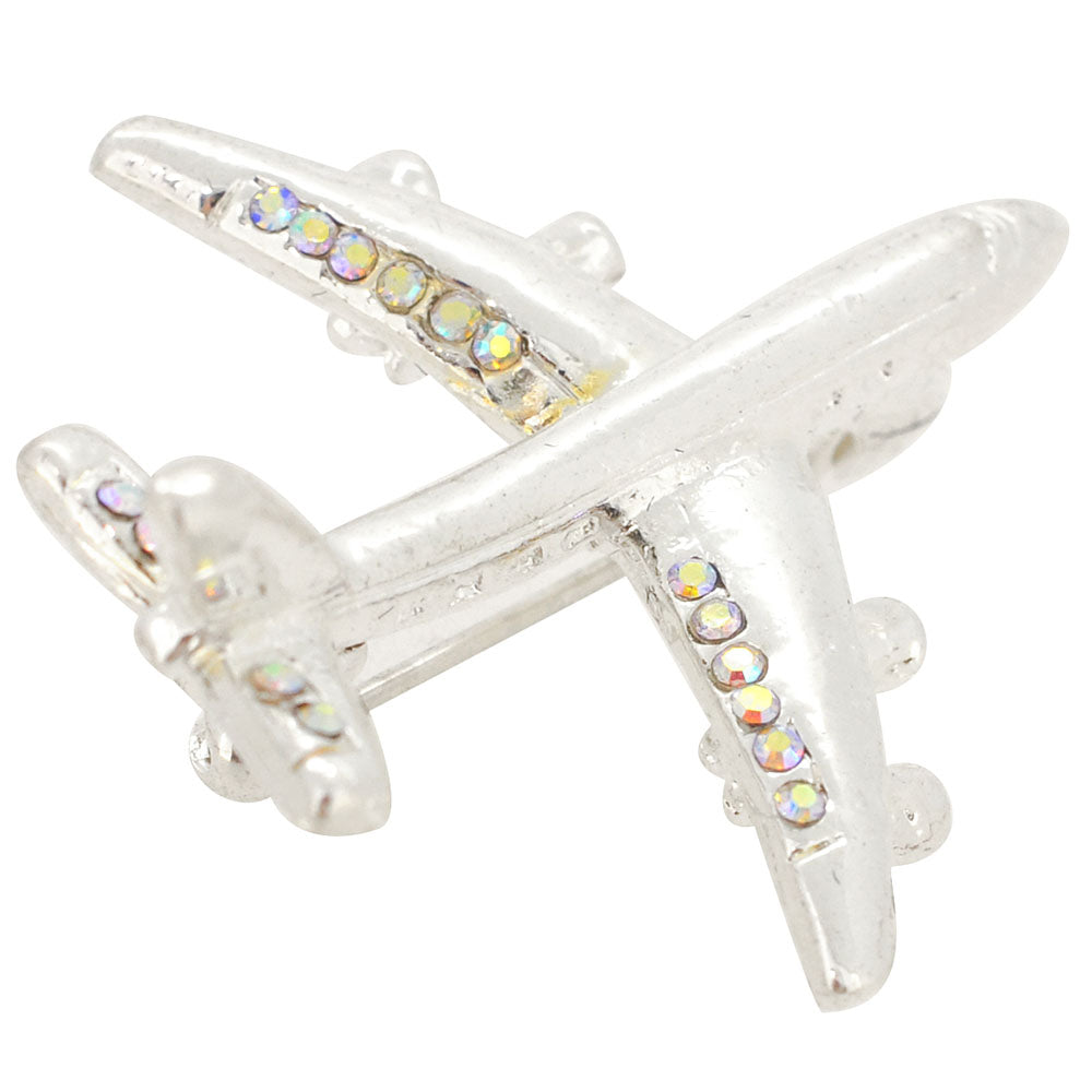 Silver Airplane Brooch