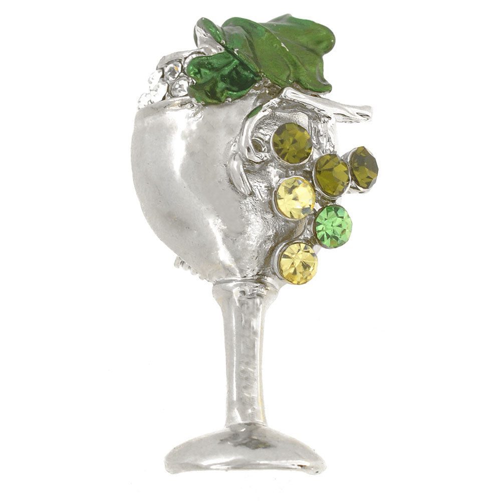 Green Grapes Wine Glass Brooch