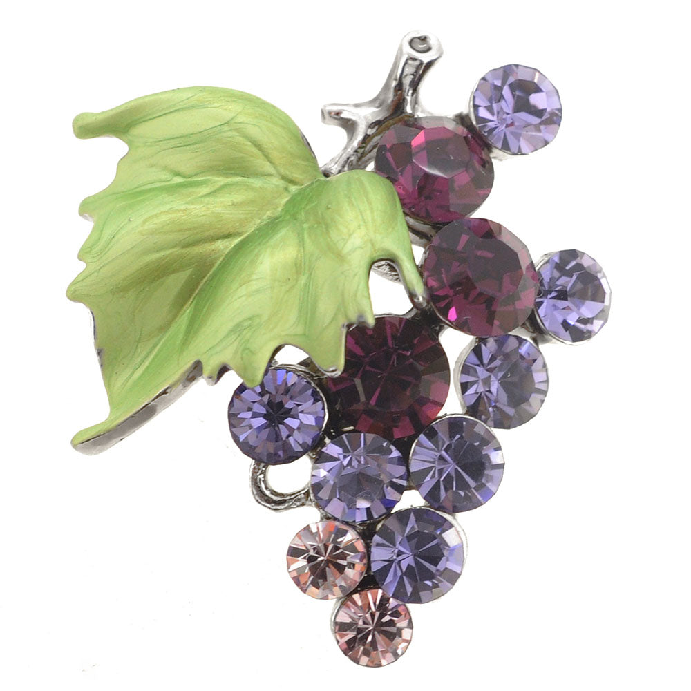 Multi Purple Bunch Of Grapes Swarovski Crystal Pin Brooch
