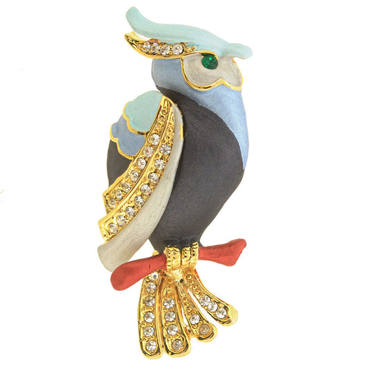 Multi Blue Parrot Pin Brooch