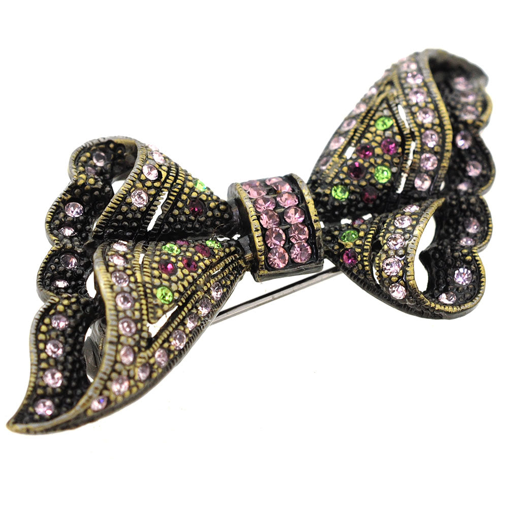 Vintagestyle Crystal Bow Pin Brooch