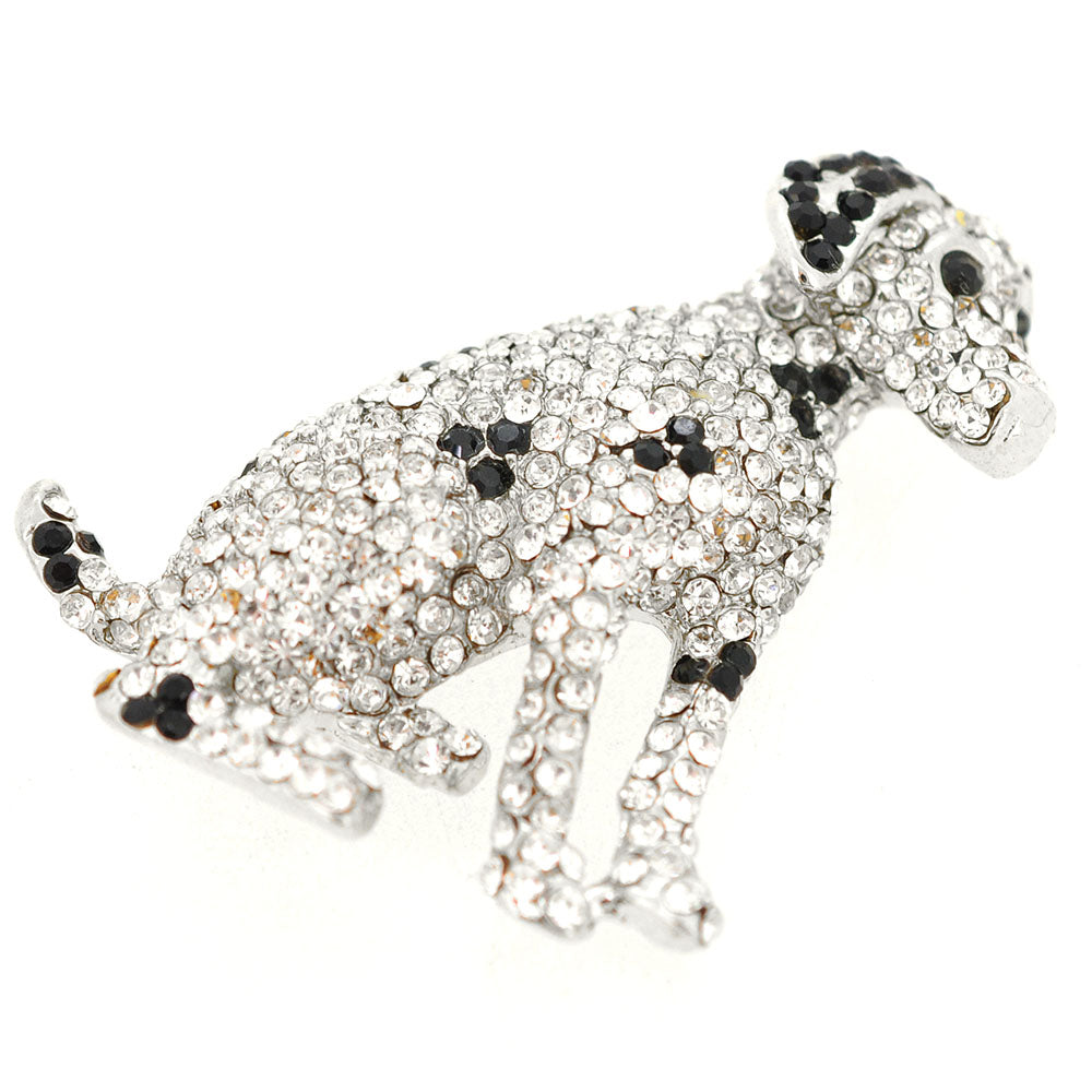 Dalmatian Dog Crystal Pin Brooch