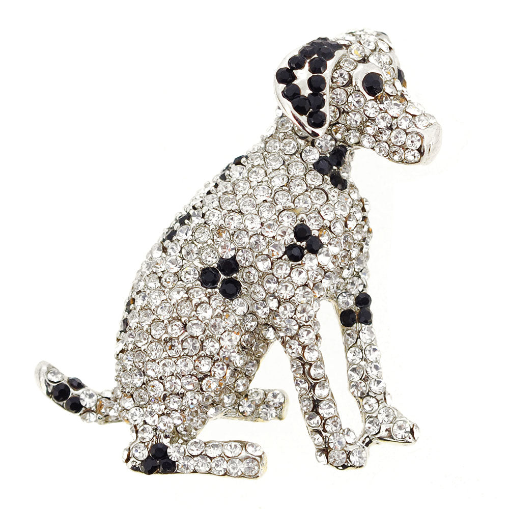 Dalmatian Dog Crystal Pin Brooch