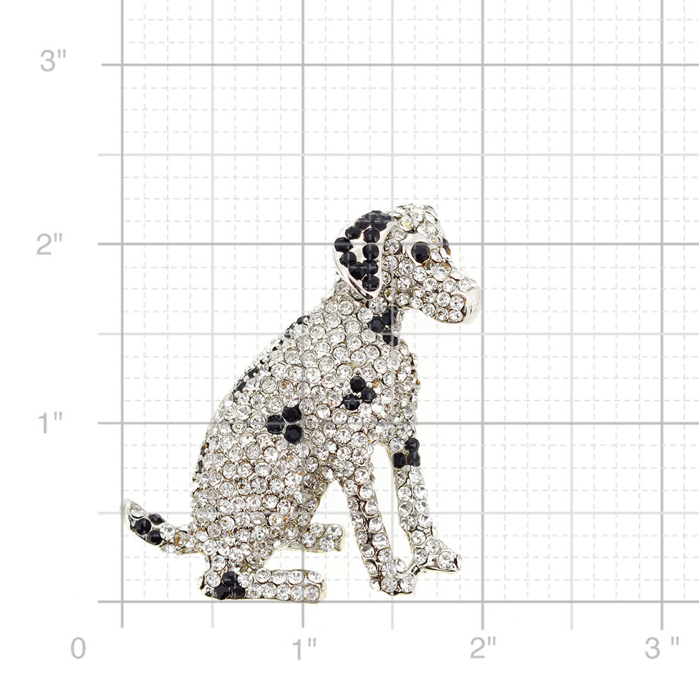 Dalmatian Dog Crystal Pin Brooch