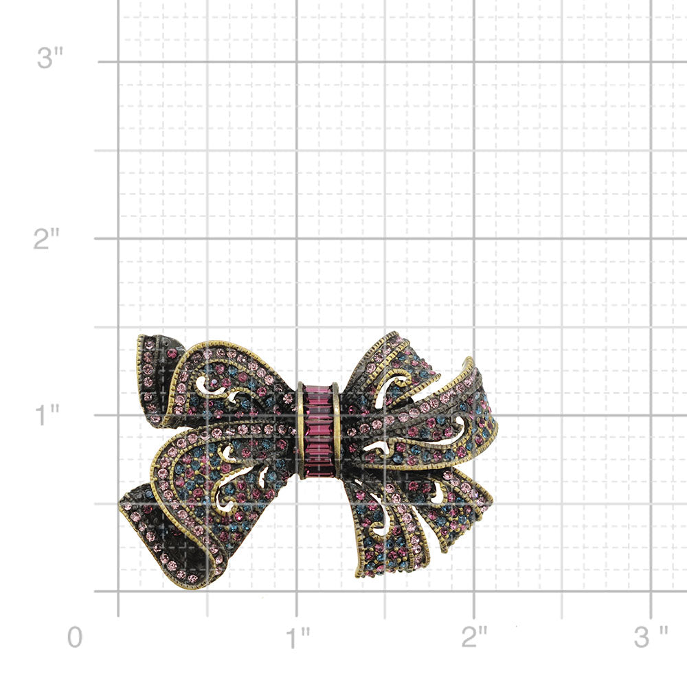 Vintagestyle Crystal Bow Pin Brooch