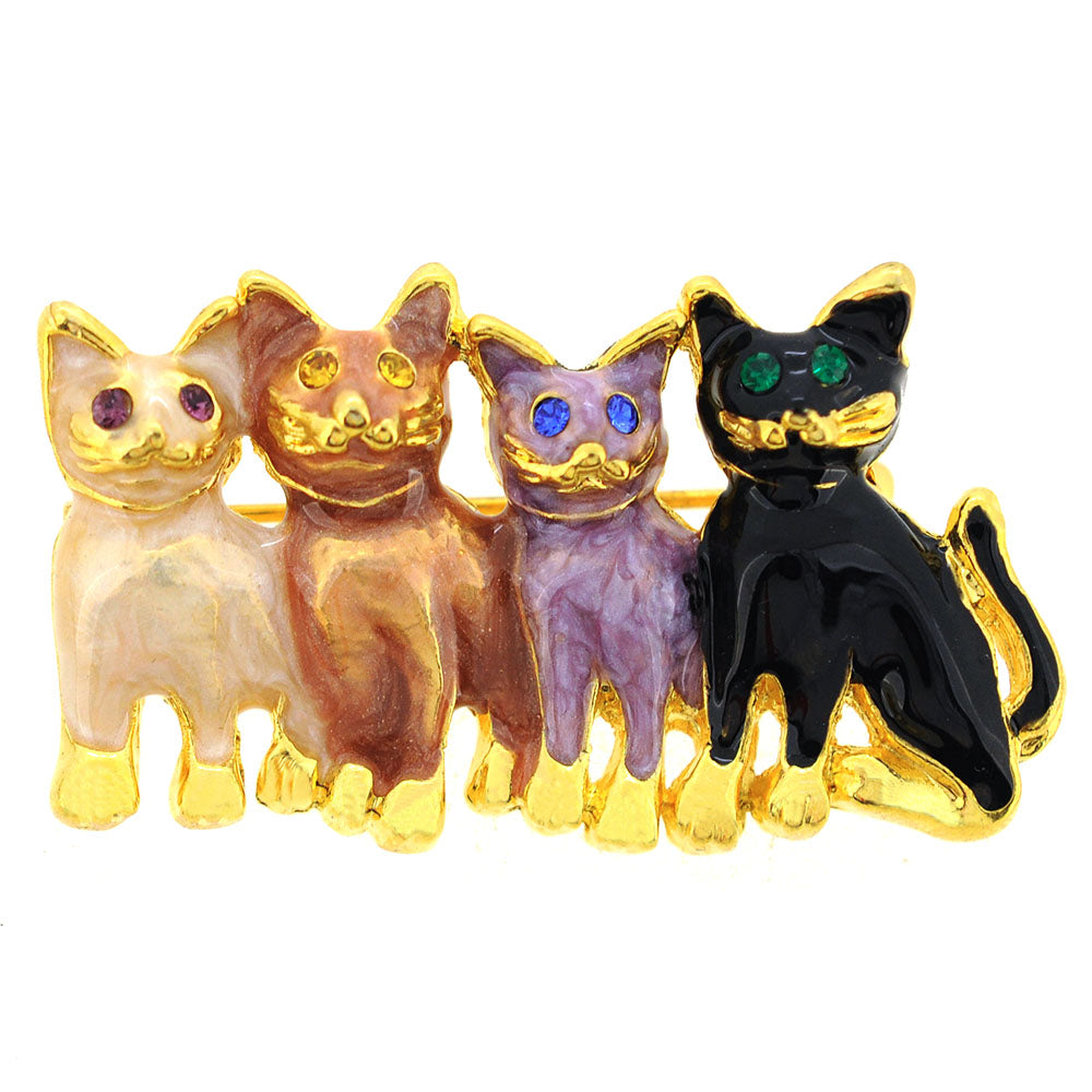 Four Cats Pin Brooch