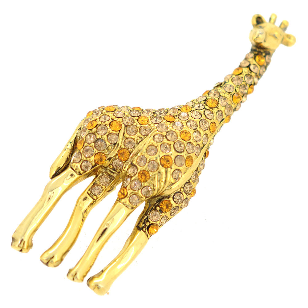 Topaz Crystal Giraffe Brooch Pin