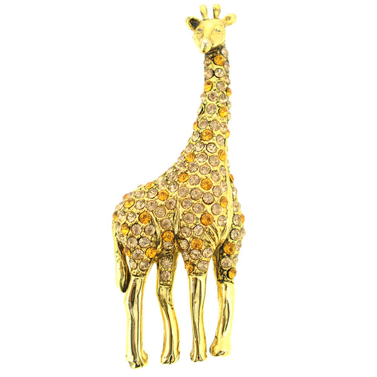 Topaz Crystal Giraffe Brooch Pin