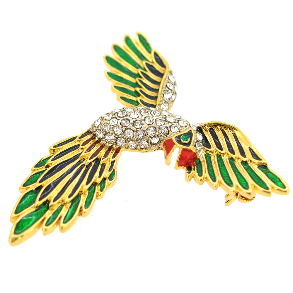 Green Parrot Pin Brooch