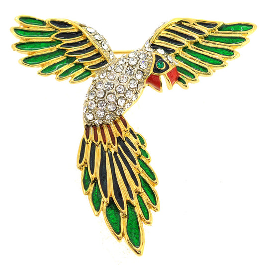 Green Parrot Pin Brooch