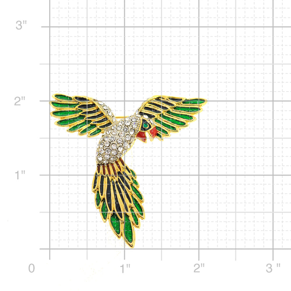 Green Parrot Pin Brooch