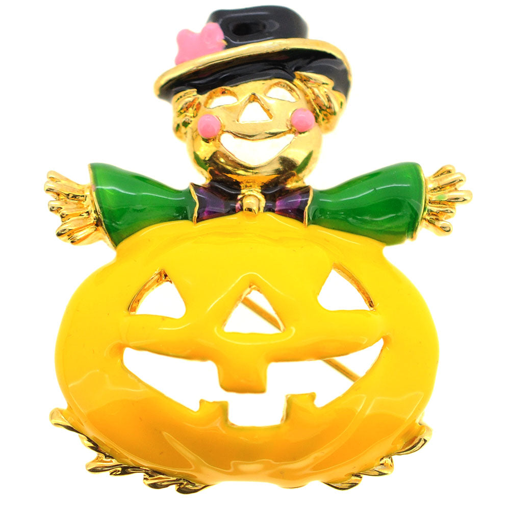 Halloween Enamel Yellow Pumpkin Brooch Pin