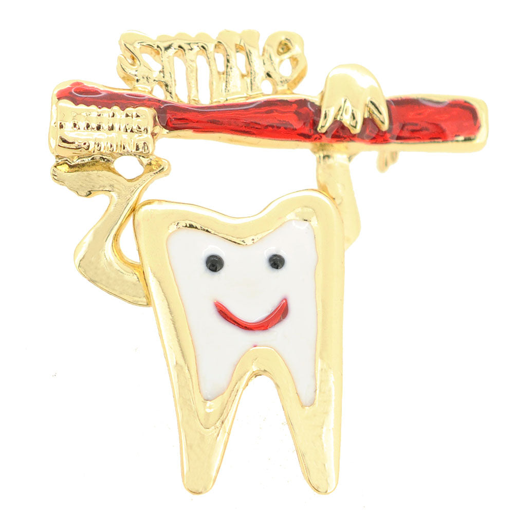 Special Tooth And Toothbrush Brooch